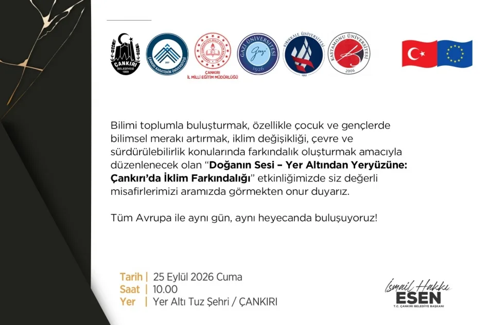 Avrupa Araştırmacılar Gecesi Çankırı Tuz Mağarası çatısı altında düzenleniyor