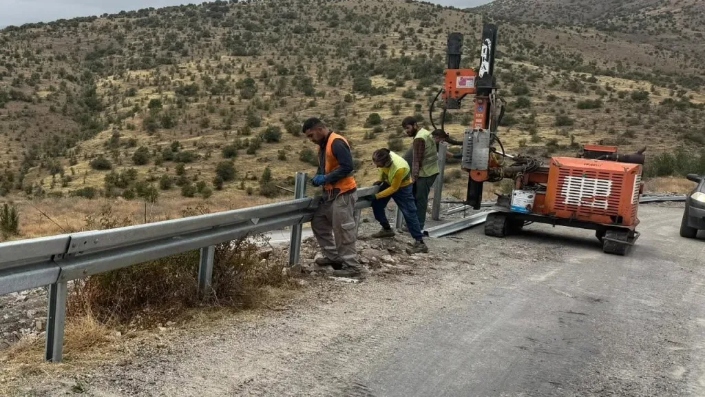 Korgun'da yayla yoluna bariyer güvenliği