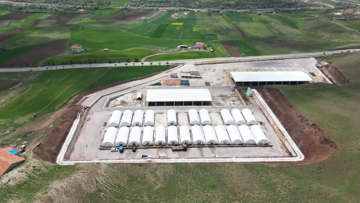 Çankırı Belediyesi Modern Hayvan Pazarının havadan görünümü